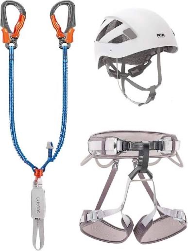 Imagen de Alquiler Kit Ferrata - Casco, Arn&eacute;s y Dispiador PETZL