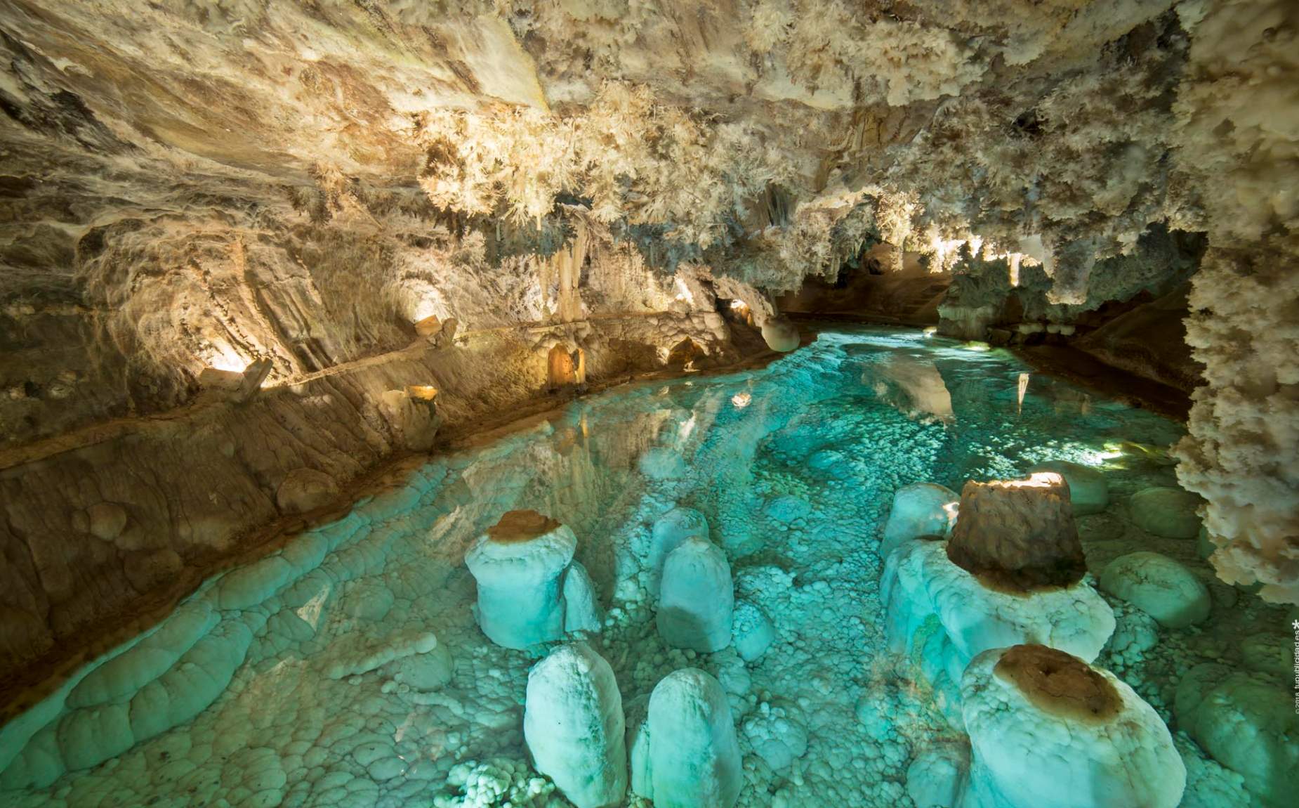 Cave with subterranean waters